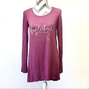 Maurice’s Soft Long Sleeved Wine Graphic Tunic Tee